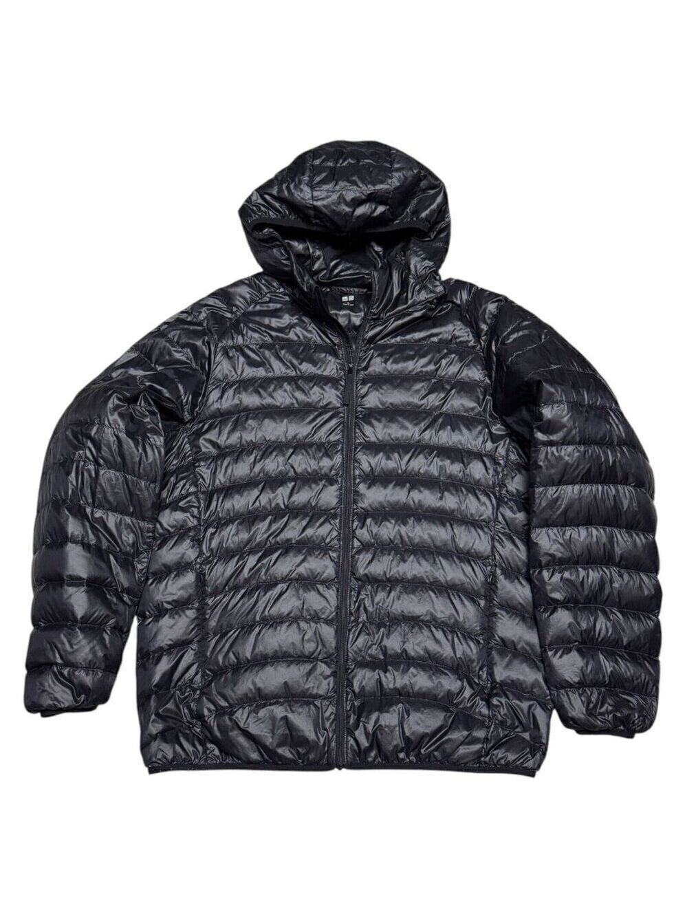 UNIQLO DOWN FILL Winter Puffer Parka Lightweight Black Jacket Coat Mens XL